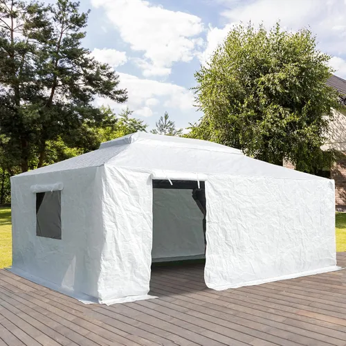 Vista 21 de Domi 2,44 m x 2,44 m Funda Universal de Invierno para Cenadores con Techo Rígido, Cubierta Exterior Impermeable con Paredes Laterales y Ventanas