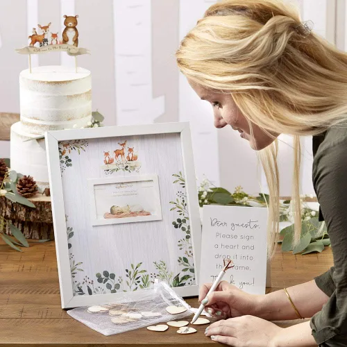 Vista 8 de Kate Aspen Marco de arco iris alternativo para baby shower con 30 nubes de madera, marco para imagen de ecograma, decoración de baby shower arcoíris