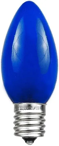 Vista 4 de Novelty Lights Paquete de 25 bombillas de repuesto de cerámica C9 para exteriores, azul, base intermedia E17/C9, 7 W E17 Intermediate Base, 7