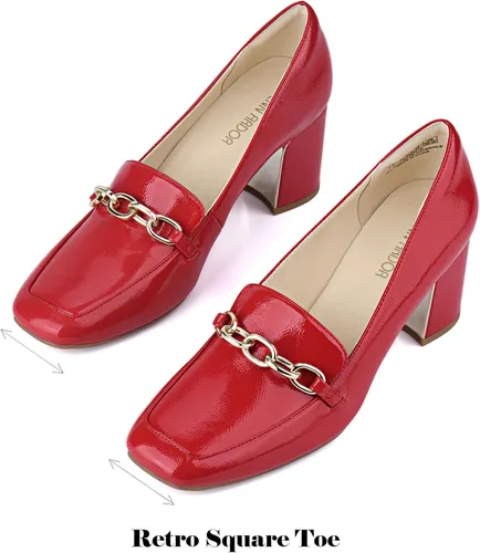 Vista 2 de JENN ARDOR Mocasines de tacón para mujer tacones de bloque, puntera cerrada, sin cordones, tacón medio de 2.5 pulgadas, zapatos de vestir y casuales