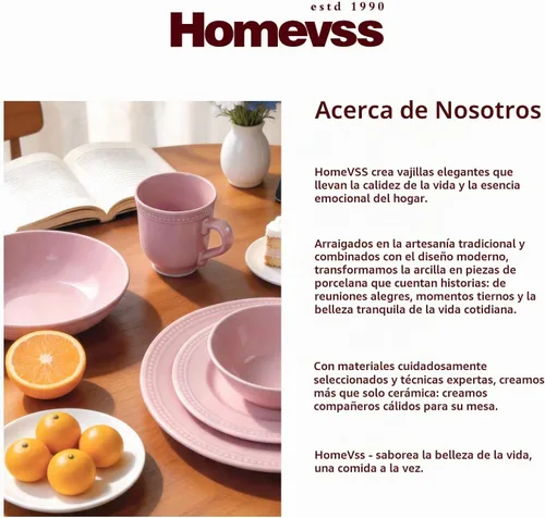 Vista 8 de HomeVSS - Juego de vajilla de cerámica de 20 piezas, color rosa, servicio para 4 personas