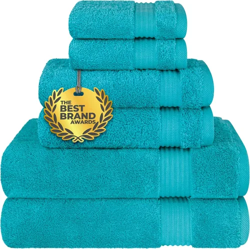 Vista 36 de Cotton Paradise Juego de 6 toallas, 100% algodón suave y absorbente turco para baño, 2 toallas de baño, 2 toallas de mano, 2 toallitas, juego