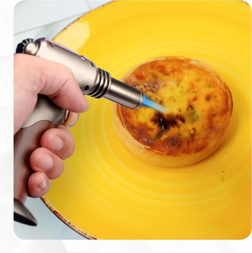 Vista 9 de Antorcha de Butano de Doble Llama - Soplete de Mano Recargable para Cocinar, Soldar y Arte de Resina con Llama Ajustable y Bloqueo de Encendido