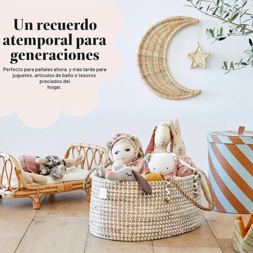 Vista 8 de BEBE BASK - Organizador de pañales para bebé, cesta con divisor de algodón Award Winner, Handmade, Seagrass Caddy Basket, Newborn Essentials