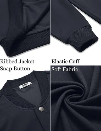 Vista 5 de COOFANDY Men's Casual Lightweight Jacket Baseball Letterman Snap Button Jacket