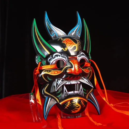 Vista 2 de Máscaras de terror coloridas para arte hecho a mano Máscara de Halloween Cosplay Negro