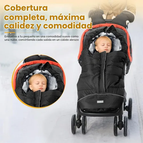 Vista 2 de Orzbow - Saco de dormir cálido universal para cochecito, saco para clima frío, piecera impermeable para niños pequeños (negro, grande) Ultra-Plush