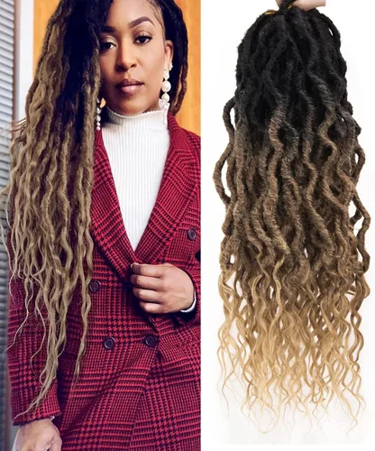 Vista 32 de Rizos de cabello sintético tejido en crochet de 16 pulgadas, 8 paquetes, Rizos de cabello tejido en crochet pre-enlazados con extremos rizados