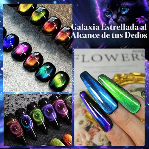 Vista 2 de NAILGIL Cat Eye Gel Nail Polish, Hema Free 9D Cat Eye Gel Polish -SetA 9D Set-A Galaxy