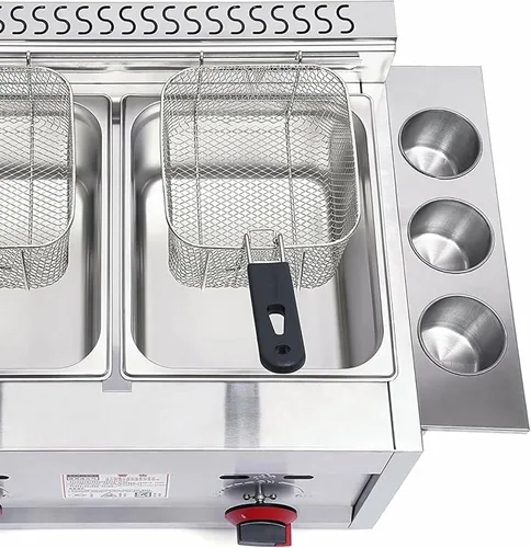 Vista 6 de Freidora de gas, con 3 canastas, control preciso de temperatura, freidora eléctrica de gran capacidad para restaurante/hogar, perfecta para papas