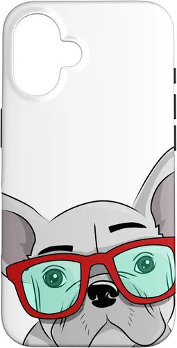 Vista 32 de French Bulldog Cute Glasses Frenchie Case for iPhone 17
