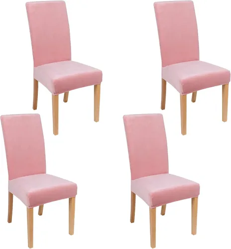 Vista 35 de smiry - Fundas para sillas de comedor de terciopelo elástico y suave, extraíbles, Terciopelo, Beige