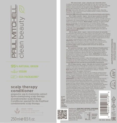 Vista 6 de Paul Mitchell Clean Beauty Scalp Therapy Conditioner, Gently Conditions + Cools All Hair Types, Especially Dry, Oily + Sensitive Scalps