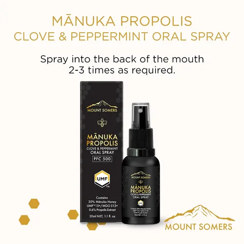 Vista 8 de Propolis - Spray oral UMF15+ – Miel de Manuka, clavo y menta, ambientador de aliento y soporte de comodidad oral, tamaño de viaje, 1 onza líquida