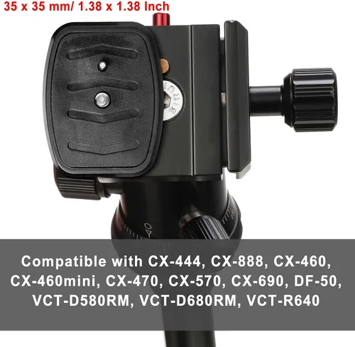 Vista 6 de Weewooday 2 piezas de 1.378 in trípode placa de liberación rápida trípode adaptador adaptador de cámara piezas para cámaras montaje Qb-4w CX-444