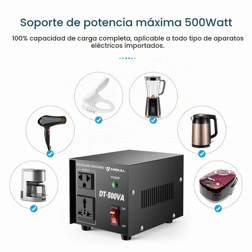 Vista 2 de Transformador Convertidor de Voltaje Anbull 500W, Transformador de Voltaje de Paso Abajo y Arriba 110v 220v, Convertidor de Voltaje de 220 a 110