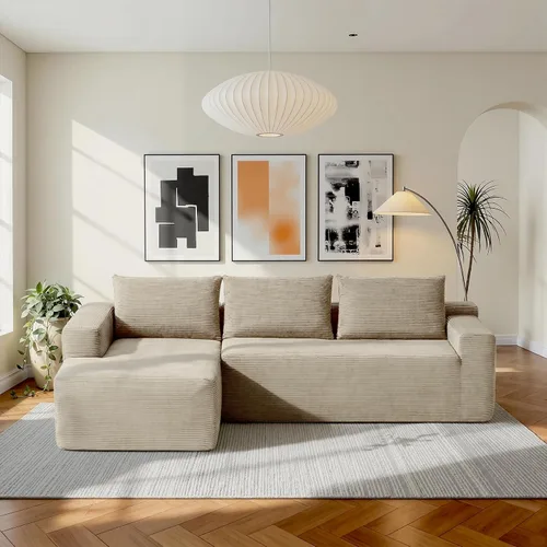 Vista 32 de Sofá modular Cloud de 108 pulgadas, moderno sofá deshuesado con otomana móvil, sofá modular de asiento profundo, sofás esquineros de pana para sala