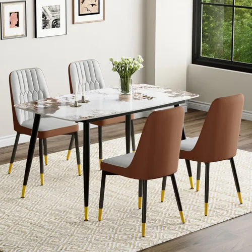 Vista 67 de Juego de 4 mesas de comedor negras para mesa de comedor de 4,50 pulgadas para 4, sillas de cocina de piedra sinterizada, fácil de montar, adecuado