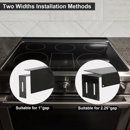 Vista 4 de Llenador de huecos para estufas de 15.7" a 28", kit de llenado trasero de cocina empotrable – Protector contra salpicaduras de acero inoxidable