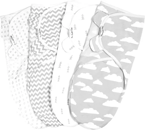 Vista 13 de BaeBae Goods Manta para envolver al bebé, juego de 4 envolturas ajustables para bebés, mantas para envolver pañales para niños y niñas, hechas