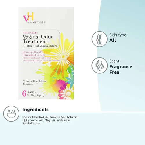 Vista 7 de VH Essentials, Tatamiento contra el olor vaginal, unidades de PH equilibrado (6 insertos, suministro para 6 días)
