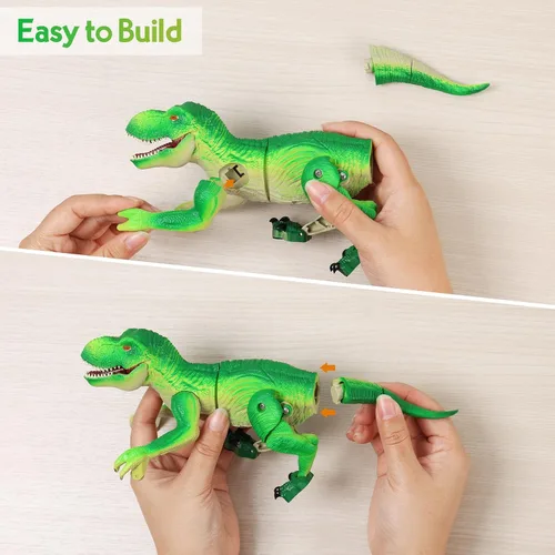 Vista 2 de IQKidz Juguete de dinosaurio RC para niños de 3 a 5 años, robot de dinosaurio tiranosaurio realista para caminar para niños y niñas, pequeñas