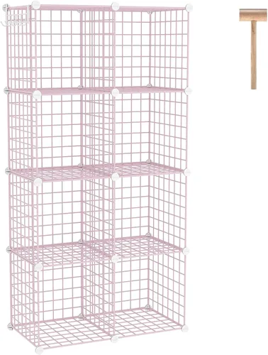 Vista 19 de C&AHOME Almacenamiento de Cubos de Alambre, Organizador de 6 Cubos con Rejillas C de Metal, Unidades de Estantes Modulares, Estantería
