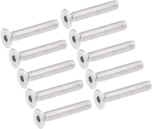 Vista 12 de uxcell Tornillos de máquina de cabeza plana M3x40mm Tornillo hexagonal interno 304 pernos de sujeción de acero inoxidable 20 piezas