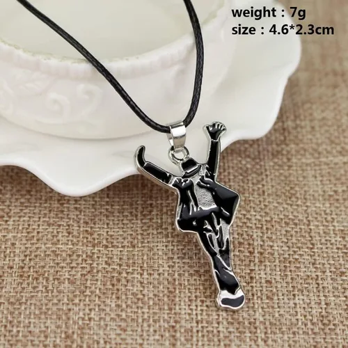 Vista 2 de Collar con dije de rey bailarín chapado en plata de ley 925 "Michael Jackson", Metal