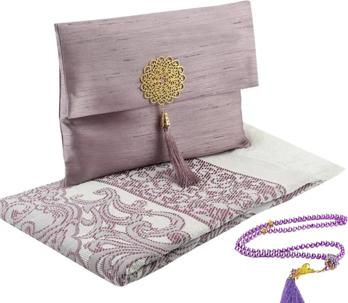 Vista 11 de Prien Alfombra de oración musulmana con Tasbih y bolsa portátil, regalo musulmán para mujeres y hombres, caja islámica Mubarak, juego de regalos