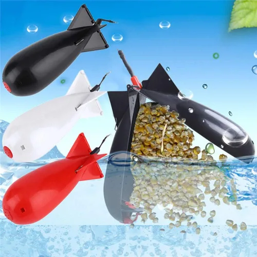 Vista 4 de Arinda Pesca Spomb forma de cohete Spod Alimentadores de pesca Float Bait Holder Tackle Tool Accesorios