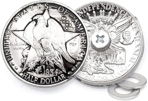 Vista 2 de CRAFTMEMORE 2 juegos de moneda de dólar de águila de 1 pulgada, cierres a presión para anillo, botón a presión, billetera con cierre decorativo