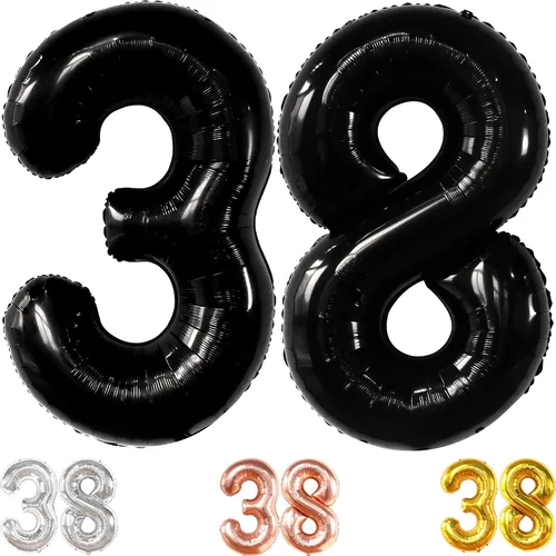 Vista 10 de KatchOn Globos dorados del número 38 de 40 pulgadas, decoraciones