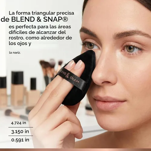 Vista 7 de BLEND & SNAP - Esponja de maquillaje triangular de terciopelo grande para una cobertura suave e impecable, esponja secante para base