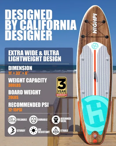 Vista 2 de Inflatable Stand Up Paddle Board for Youth and Adults – Wide Sup with Premium Accessories, Blow Up Paddleboard for Surfing, Fishing, Yoga & More