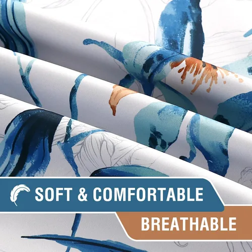 Vista 6 de H.VERSAILTEX Cortinas 100% opacas de 63 pulgadas de largo, juego de 2 paneles de cortinas estampadas con aislamiento térmico para dormitorio