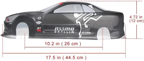 Vista 2 de Manrock 1/10 Escala RC Pintado Drift Racing Touring Onroad Carrocería Coche Shell GTR Negro