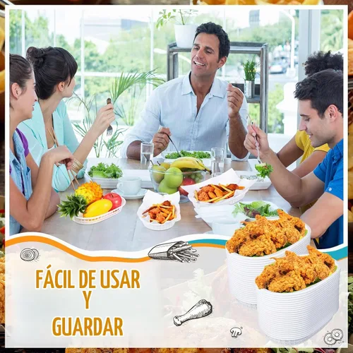 Vista 6 de Hsei - Paquete de 50 cestas blancas para alimentos, 10.5 x 7 pulgadas