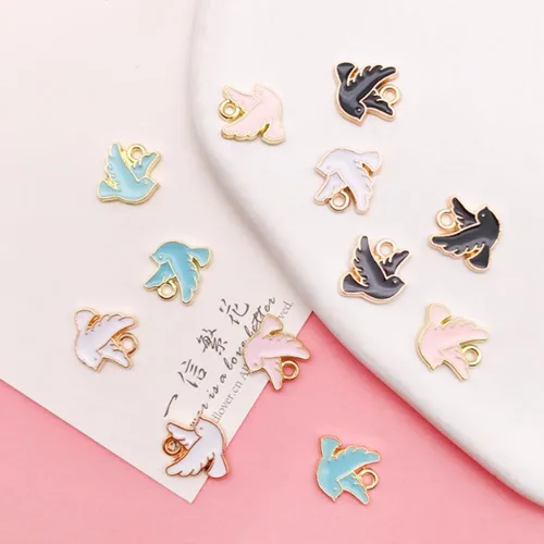 Vista 7 de Collar con dijes para paloma, accesorios para palomas, pájaros, accesorios para bricolaje, 50 piezas de manualidades de palomas para hacer joyas