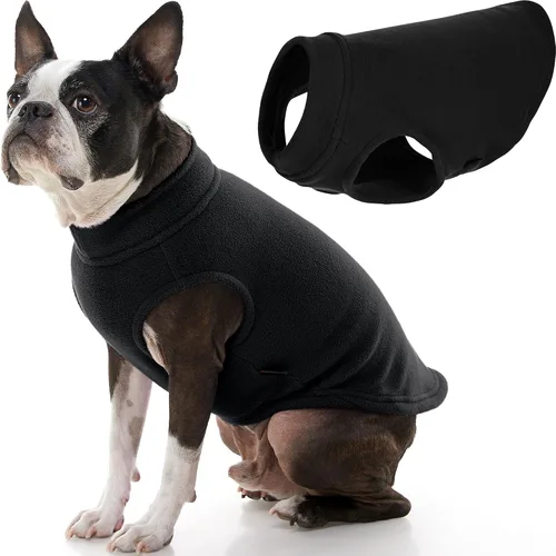 Vista 27 de Gooby - Chaleco de Vellón Elástico, Chaleco de Vellón Tipo Pullover Chaqueta Suéter para Perros, Azul Argyle, Extra Pequeño