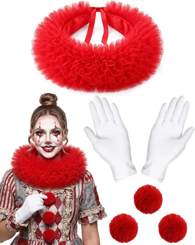 Vista 18 de Jecery 5 piezas de accesorios de payaso disfraz de Halloween Color 4