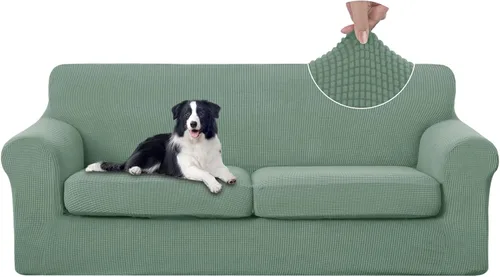 Vista 8 de U-NICE HOME Funda elástica para sofá de 3 piezas, funda de sofá lavable con cojín de asiento individual para sofá de 2 cojines, apta para mascotas