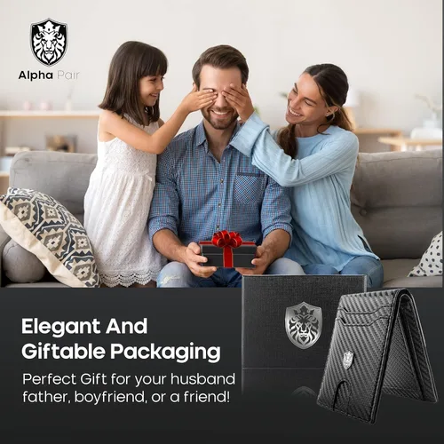 Vista 7 de ALPHA PAIR Cartera RFID para hombre Cartera delgada para hombre Cartera para hombre con 10 tarjeteros de crédito y 1 ventana de identificación