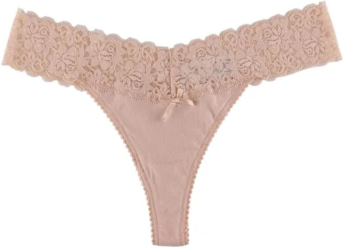 Vista 2 de Tangas de algodón para mujer, variedad de tangas con ribete de encaje, paquete de 10 unidades de calzones tangas