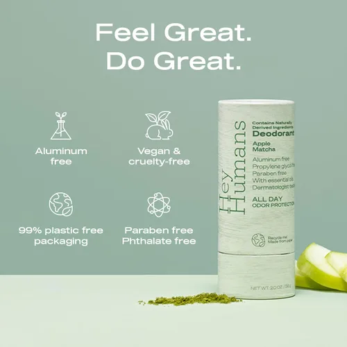Vista 2 de Hey Humans Desodorante, desodorante sin aluminio para mujeres y hombres, contiene ingredientes derivados naturalmente, control de olores durante