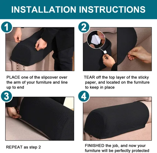 Vista 7 de Turquoize Fundas elásticas para reposabrazos para sillas y sofás, fundas para reposabrazos de sofá de elastano y jacquard, protector de muebles