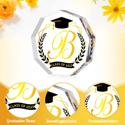 Vista 2 de Maitys Regalo de graduación 2024 con monograma, inicial, acrílico, inspirador, recuerdo inspirador y pisapapeles para clase de 2024, regalo