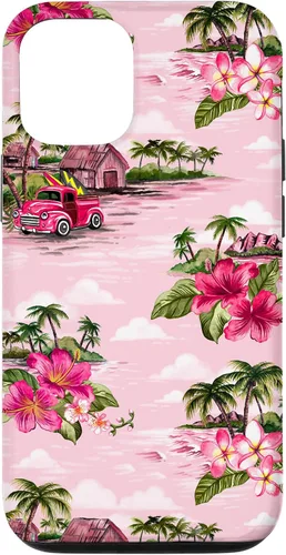 Vista 27 de Funda para iPhone 11 Tropical Hibiscus Island Palm Tree Rockabilly Surfer Beach