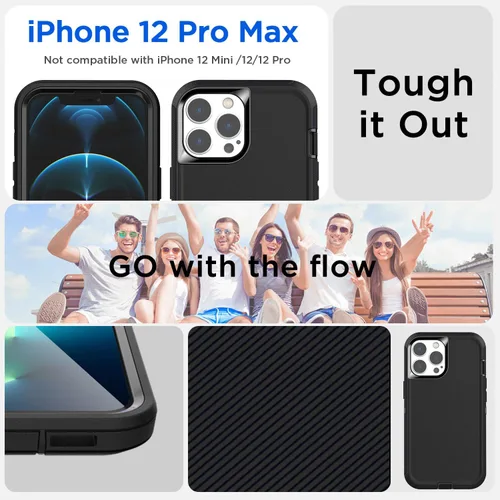 Vista 2 de AICase Funda para iPhone 12 Pro Max (6.7"), resistente protección contra caídas, cuerpo completo, a prueba de golpes, a prueba de polvo, protección