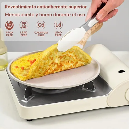 Vista 4 de JEETEE - Sartén antiadherente para crepes, bandeja plana para panqueques